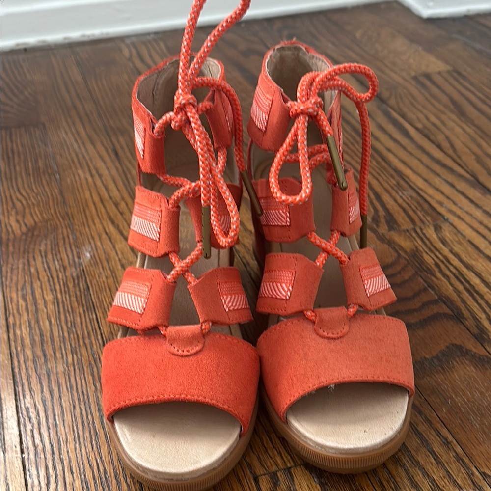 Sorel Orange Wedge Sandals